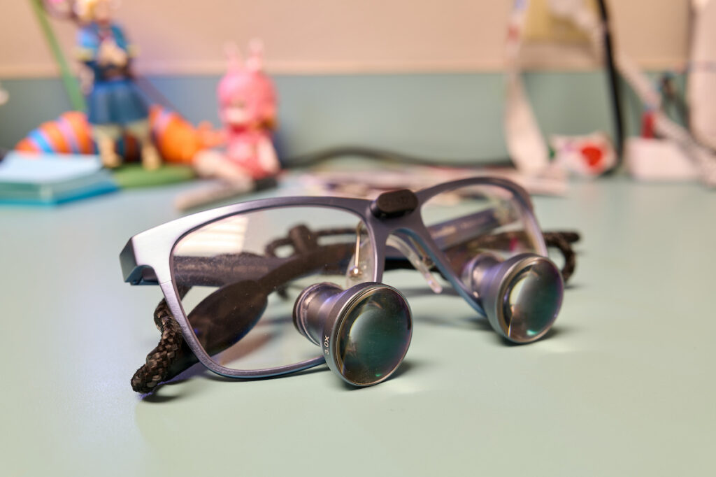 A picture of loupes used for electrolysis
