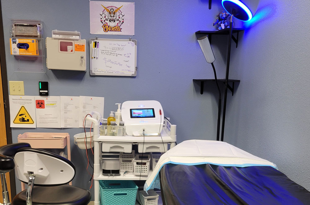 Electrolysis hair removal treatment room at Real You Electrolysis.